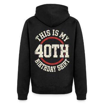 40. Geburtstag Shirt Kreis Logo Stil - Unisex Premium Bio Zip Hoodie - Schwarz - Hinten - Nico (187cm)