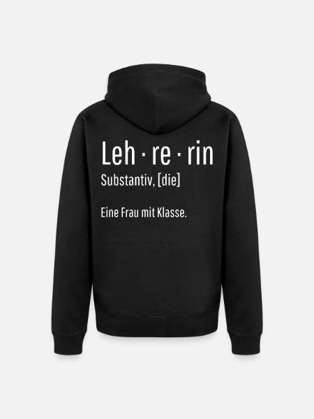 Lehrerin Substantiv Definition Schule Geschenk - Unisex Premium Bio Zip Hoodie - Schwarz