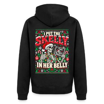 Skelett Santa Weihnachten - Unisex Premium Bio Zip Hoodie - Schwarz - Hinten - Nico (187cm)