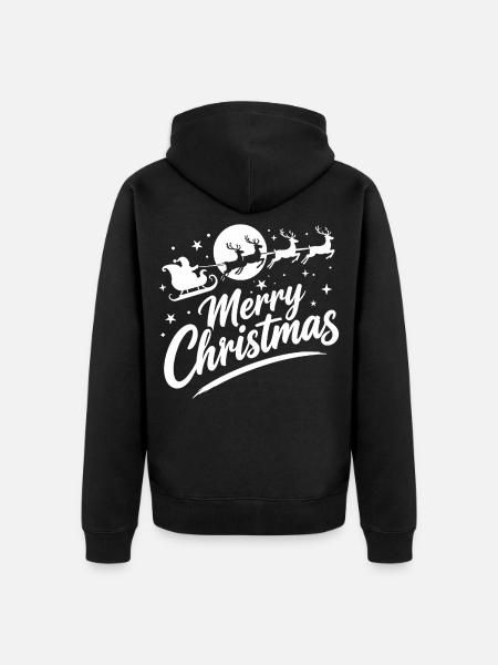 Weihnachtlicher Rentier-Schlittenzauber - Unisex Premium Bio Zip Hoodie - Schwarz