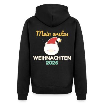 Mein erstes Weihnachten 2026 – Baby Body Eisbär - Unisex Premium Bio Zip Hoodie - Schwarz - Hinten - Nico (187cm)