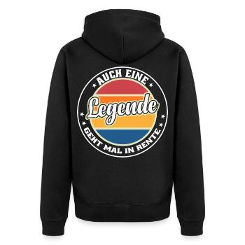 Legende Rente - Unisex Premium Bio Zip Hoodie - Schwarz - Hinten - Nico (187cm)