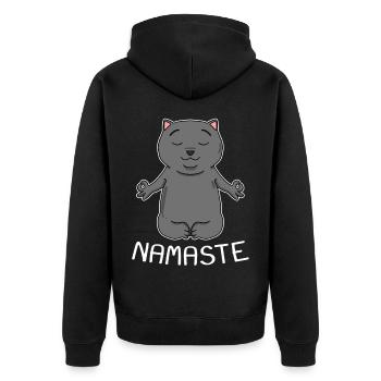 Katze Britische Kurzhaar Yoga - Unisex Premium Bio Zip Hoodie - Schwarz - Hinten - Nico (187cm)