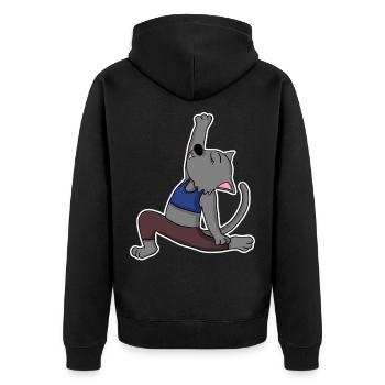 Katze Yoga - Unisex Premium Bio Zip Hoodie - Schwarz - Hinten - Nico (187cm)