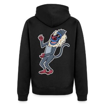Paviane Affe Tier - Unisex Premium Bio Zip Hoodie - Schwarz - Hinten - Nico (187cm)