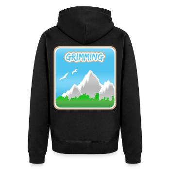 Grimming als Berg - Unisex Premium Bio Zip Hoodie - Schwarz - Hinten - Nico (187cm)