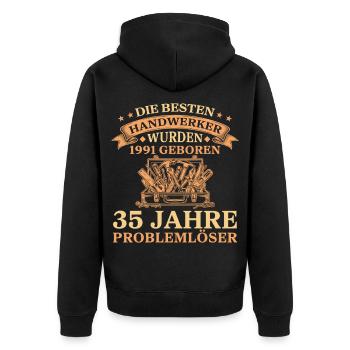 Jahrgang 1991 geboren Handwerker 35. Geburtstag - Unisex Premium Bio Zip Hoodie - Schwarz - Hinten - Nico (187cm)
