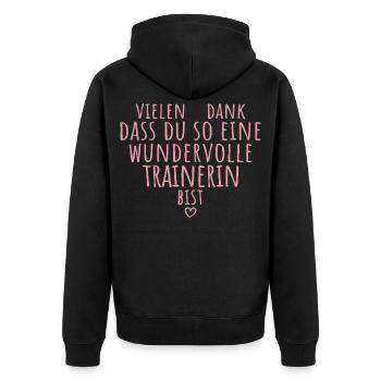Beste Trainerin Herz Dankeschön Fußballtrainerin - Unisex Premium Bio Zip Hoodie - Schwarz - Hinten - Nico (187cm)
