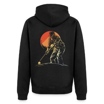 Vintage Golfer Opa - Unisex Premium Bio Zip Hoodie - Schwarz - Hinten - Nico (187cm)