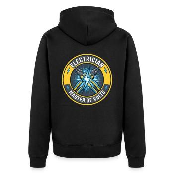 Elektriker Master Of Volts Blitzabzeichen-Geschenk - Unisex Premium Bio Zip Hoodie - Schwarz - Hinten - Nico (187cm)