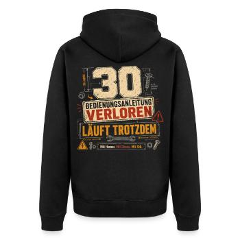 30 Geburtstag Mann Werkzeug Geschenk Humor - Unisex Premium Bio Zip Hoodie - Schwarz - Hinten - Nico (187cm)