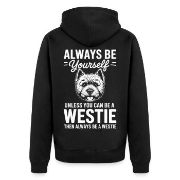 West Highland White Terrier Hunde Westie Geschenk  - Unisex Premium Bio Zip Hoodie - Schwarz - Hinten - Nico (187cm)