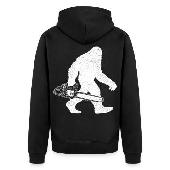 Bigfoot Kettensäge – Baumpfleger und Baumschneider - Unisex Premium Bio Zip Hoodie - Schwarz - Hinten - Nico (187cm)