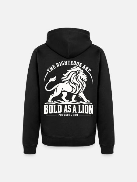 Bibel Spruch Mut und Glaube Löwe - Unisex Premium Bio Zip Hoodie - Schwarz