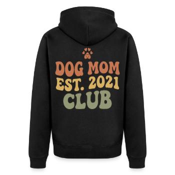 Dog Mom Club Est 2021 - Unisex Premium Bio Zip Hoodie - Schwarz - Hinten - Nico (187cm)