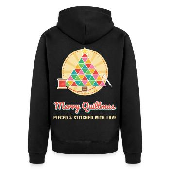 Fröhliche Quiltmas Lustige Weihnachtsquilterin - Unisex Premium Bio Zip Hoodie - Schwarz - Hinten - Nico (187cm)