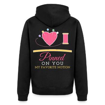 Gepinnt an dich, Valentinstags-Näh-Quilterin - Unisex Premium Bio Zip Hoodie - Schwarz - Hinten - Nico (187cm)
