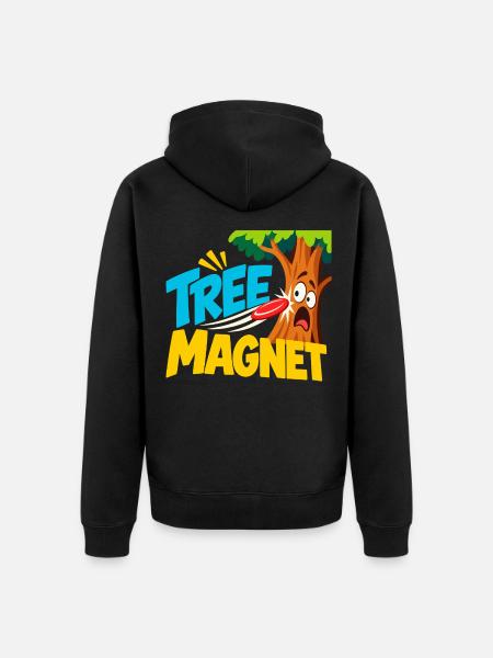 Baum Magnet Cartoon Abenteuer - Unisex Premium Bio Zip Hoodie - Schwarz