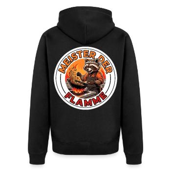 Asiatische Streetfood Wok Küche Meister Motiv - Unisex Premium Bio Zip Hoodie - Schwarz - Hinten - Nico (187cm)