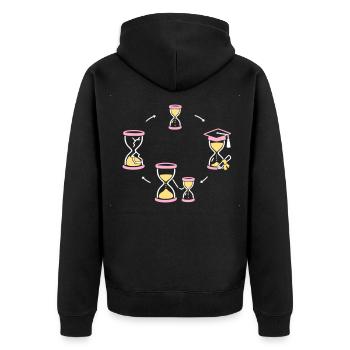 Zeitkreis des Lebens - Unisex Premium Bio Zip Hoodie - Schwarz - Hinten - Nico (187cm)