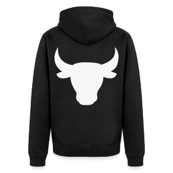 Stierkopf Silhouette - Unisex Premium Bio Zip Hoodie - Schwarz - Hinten - Nico (187cm)