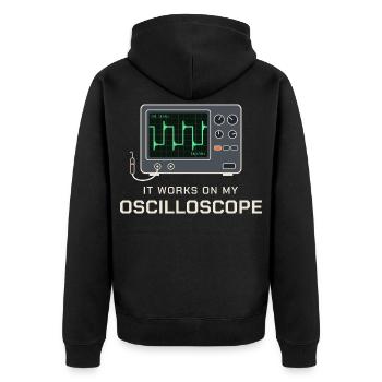 Es funktioniert an meinem Oszilloskop - Unisex Premium Bio Zip Hoodie - Schwarz - Hinten - Nico (187cm)