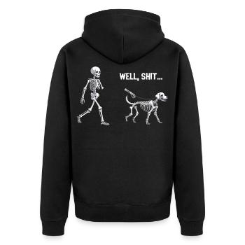Well Shit Skeleton Lost Dog Walk Halloween - Unisex Premium Bio Zip Hoodie - Schwarz - Hinten - Nico (187cm)
