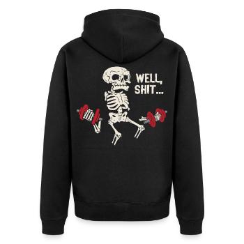 Well Shit Skeleton Lost Gym Dumbbells Halloween - Unisex Premium Bio Zip Hoodie - Schwarz - Hinten - Nico (187cm)