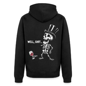 Well Shit Skeleton Lost Wine Halloween - Unisex Premium Bio Zip Hoodie - Schwarz - Hinten - Nico (187cm)