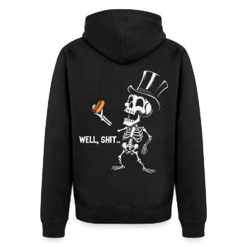 Well Shit Skeleton Lost Hot Dog Halloween - Unisex Premium Bio Zip Hoodie - Schwarz - Hinten - Nico (187cm)
