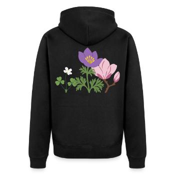 Blumen botanisch Pflanze Design - Unisex Premium Bio Zip Hoodie - Schwarz - Hinten - Nico (187cm)