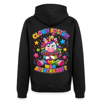 Lustiges Karneval Clown Kostüm War Ausverkauft  - Unisex Premium Bio Zip Hoodie - Schwarz - Hinten - Nico (187cm)