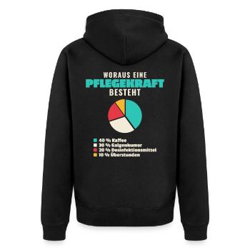 Pflegekraft Bestandteile - Unisex Premium Bio Zip Hoodie - Schwarz - Hinten - Nico (187cm)