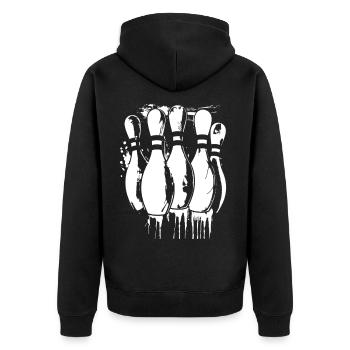 Kegelsport - Unisex Premium Bio Zip Hoodie - Schwarz - Hinten - Nico (187cm)