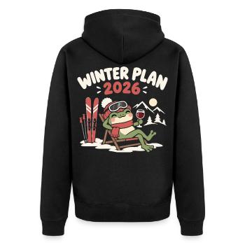 Après Ski Wein Skifahrer Skihütte Winter - Unisex Premium Bio Zip Hoodie - Schwarz - Hinten - Nico (187cm)