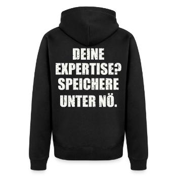 Sarkastischer Spruch - Unisex Premium Bio Zip Hoodie - Schwarz - Hinten - Nico (187cm)