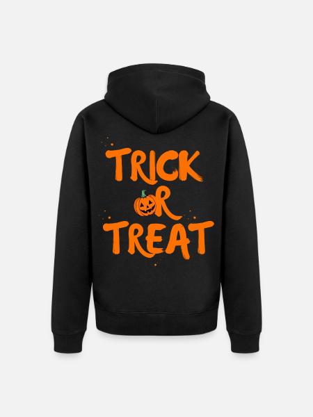 Süßes-oder-Saures-Retro-Halloween-Kürbis – - Unisex Premium Bio Zip Hoodie - Schwarz