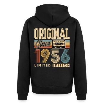 70. Geburtstag, 70 Jahre - Unisex Premium Bio Zip Hoodie - Schwarz - Hinten - Nico (187cm)