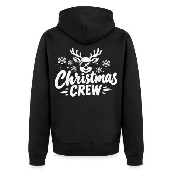 Christmas Crew Cooles Rentier - Unisex Premium Bio Zip Hoodie - Schwarz - Hinten - Nico (187cm)