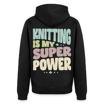 Stricken Strickerin Stricker Knitting superpower - Unisex Premium Bio Zip Hoodie - Schwarz - Hinten - Nico (187cm)