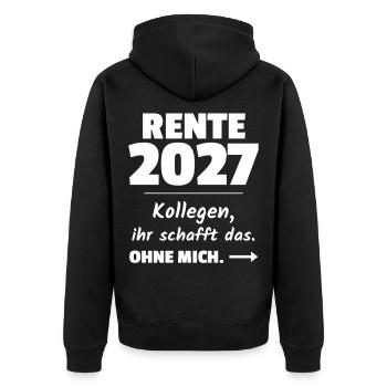 Rente 2027 - Kollegen ihr schafft das ohne mich - Unisex Premium Bio Zip Hoodie - Schwarz - Hinten - Nico (187cm)