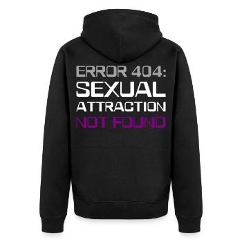 Fehler 404 asexuell - Unisex Premium Bio Zip Hoodie - Schwarz - Hinten - Nico (187cm)