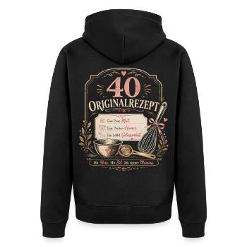 40 Geburtstag Frau Geschenk Lustiger Spruch - Unisex Premium Bio Zip Hoodie - Schwarz - Hinten - Nico (187cm)