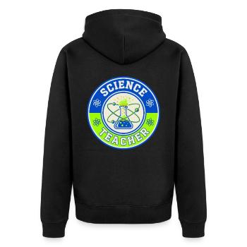 Vintage Science Teacher Flask Planetarische Umlaufbahnen oben - Unisex Premium Bio Zip Hoodie - Schwarz - Hinten - Nico (187cm)