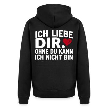 Liebe lustiger Spruch Ich liebe Dir  - Unisex Premium Bio Zip Hoodie - Schwarz - Hinten - Nico (187cm)