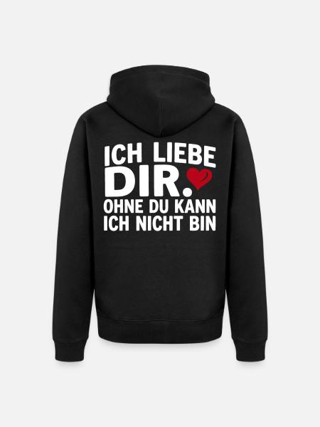 Liebe lustiger Spruch Ich liebe Dir - Unisex Premium Bio Zip Hoodie - Schwarz