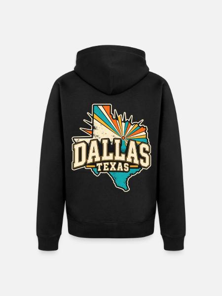 Texas Dallas Retro - Unisex Premium Bio Zip Hoodie - Schwarz