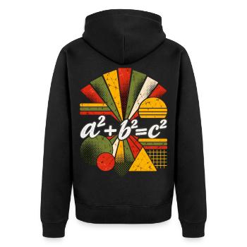 Satz des Pythagoras – Mathematische Wissenschaftsgleichung - Unisex Premium Bio Zip Hoodie - Schwarz - Hinten - Nico (187cm)