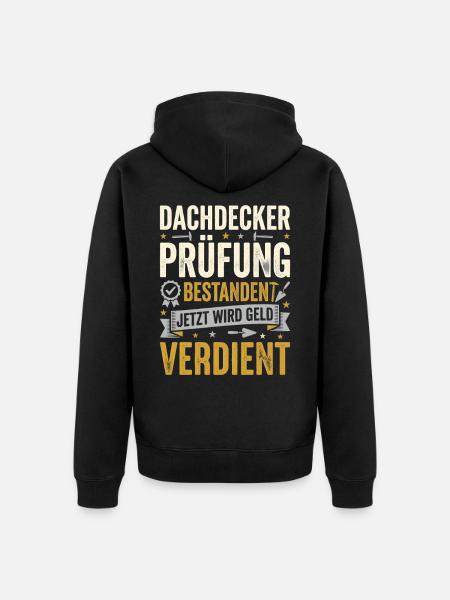 Dachdecker Prüfung Bestanden Geselle Abschluss - Unisex Premium Bio Zip Hoodie - Schwarz