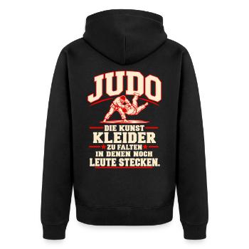 judo  - Unisex Premium Bio Zip Hoodie - Schwarz - Hinten - Nico (187cm)